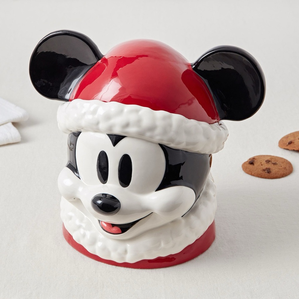 Pottery Barn Mickey Santa Cookie Jar BNIB